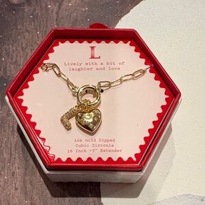 ‘L’ Initial Heart Charm Necklace